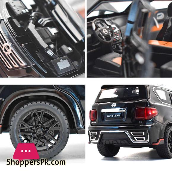 1:24 Nissan Patrol Alloy Car Model Diecasts Metal Toy Modified Off road Vehicles Model Simulation Sound Light Childrens Toy Gift