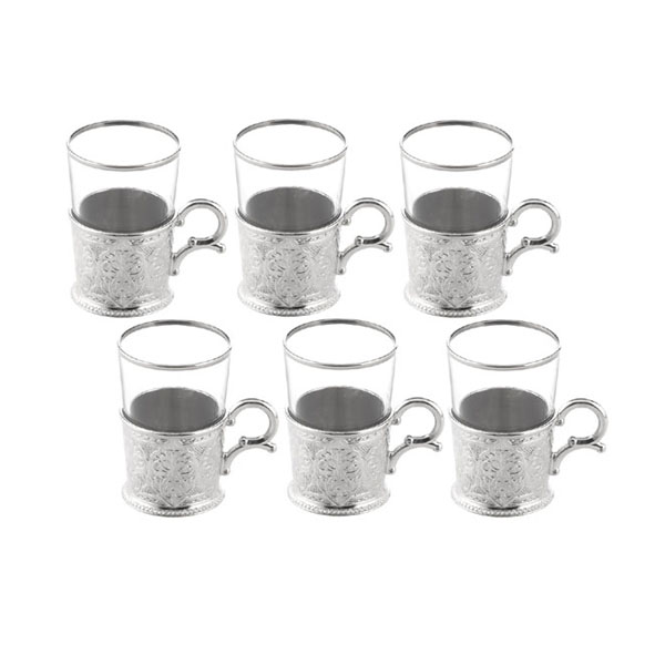 Osena Brass Tea Kawa Cup 1 - Glass Silver Turkey Made - 166-K11