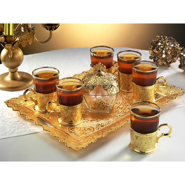 Osena Brass Tea Kawa Cup 1 - Glass Golden Turkey Made - 166-K18