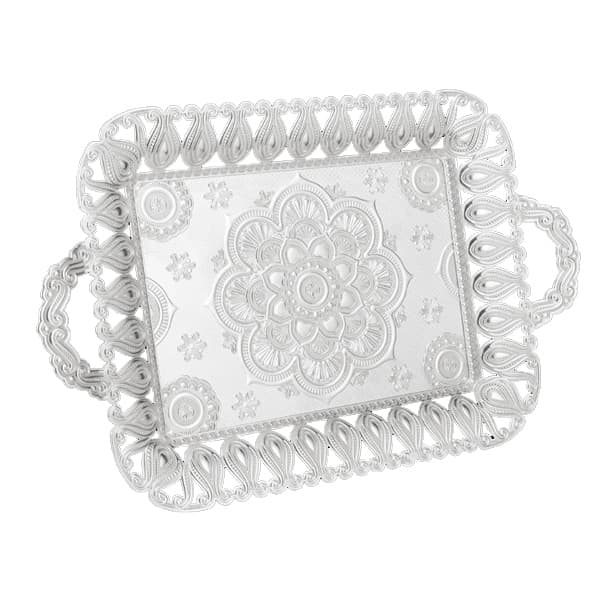 Osena Ecem Serving Tray Rectangular 22cmX43cm Silver Turkey Made -197-2-11