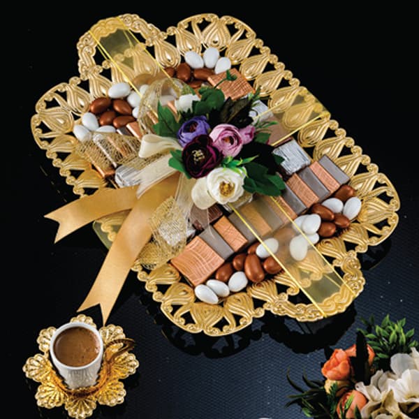 Osena Ecem Serving Tray Rectangular 28cm x 45cm Golden Turkey Made - 197-6-18