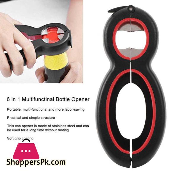 1Pc Multifunctinal Stainless Steel 6 in 1 Bottle Can Opener Corkscrew For Bar Restaurant Use Beer Wine Opener Bar Kitchen Tool