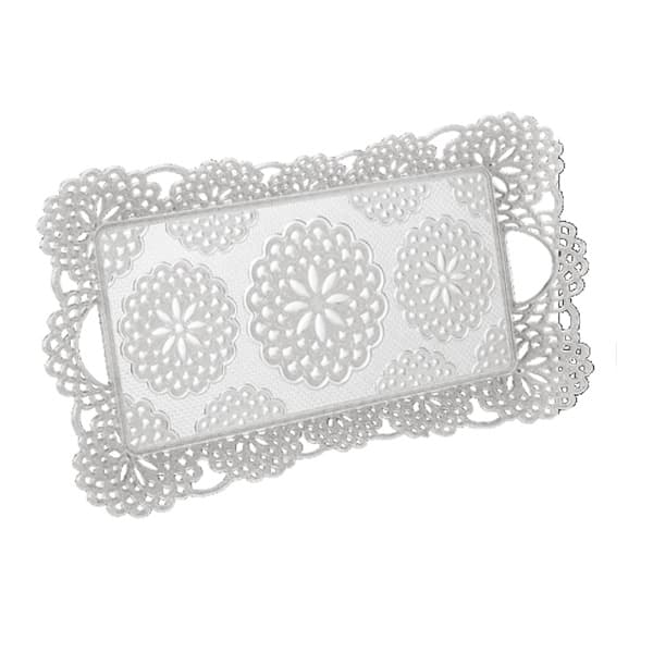 Osena Dantel Pewter Metal Rectangular Serving Tray 25cmX39cm Silver Turkey Made 207-6-11
