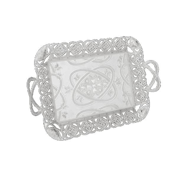 Osena Eksen Pewter Metal Rectangular Serving Tray 21cmX42cm Silver Turkey Made - 208-2-11