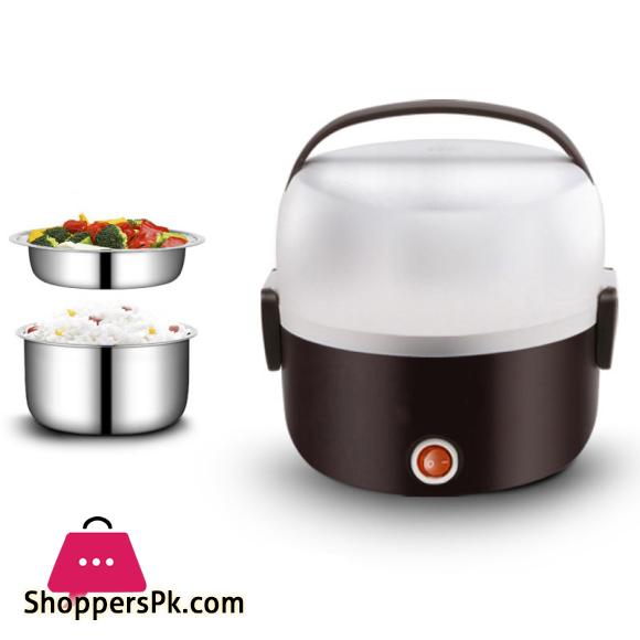 220V Electric Heating Lunch Box Stainless Steel 2L Large Thermal Food Container Warmer Mini Rice Cooker Work Home Lunchbox Set