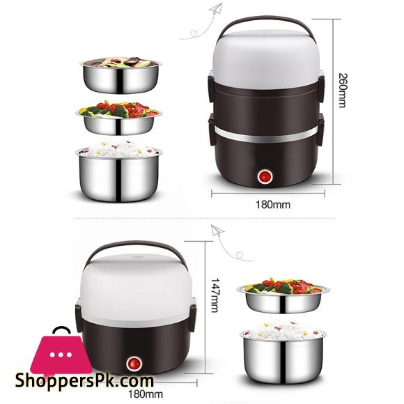 220V Electric Heating Lunch Box Stainless Steel 2L Large Thermal Food Container Warmer Mini Rice Cooker Work Home Lunchbox Set