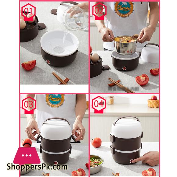 220V Electric Heating Lunch Box Stainless Steel 2L Large Thermal Food Container Warmer Mini Rice Cooker Work Home Lunchbox Set
