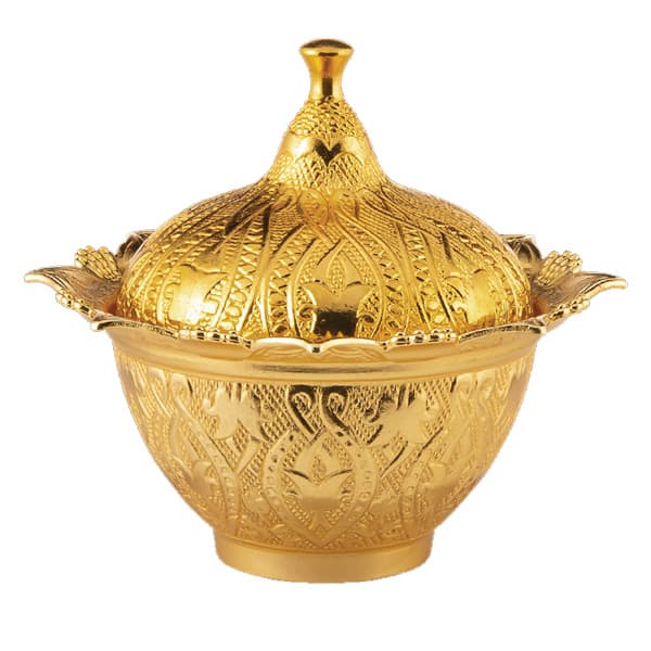 Osena Pewter Metal Mini Star Round Sugar Bowl Golden Turkey Made - 240-18