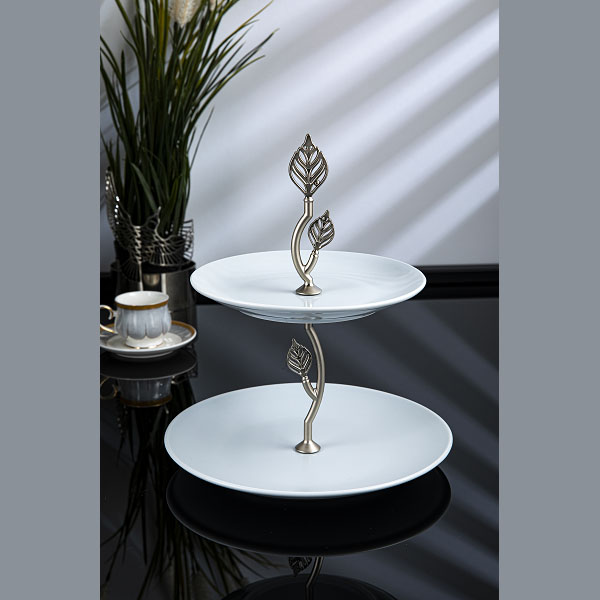 Osena Porcelain Aferta 2-Tier Serving Plate Turkey Made - 260-MV-02