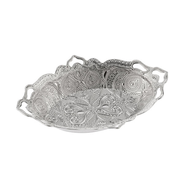 Osena Pewter Metal Payitaht Oval Dlight Pot Handle Silver Turkey Made - 273-11