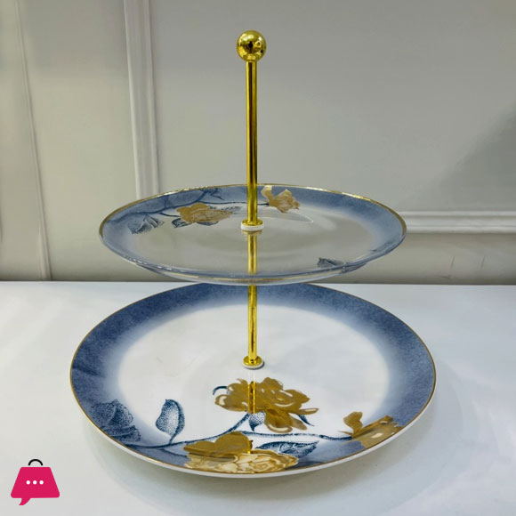 ANGELA 2 Tier Pastry Holder Flower 26x26 cm