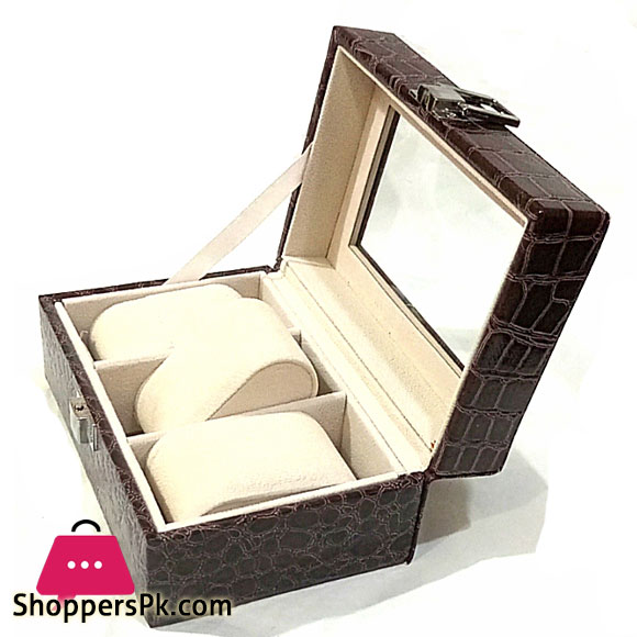 3 Gird Watch Storage Box Organizer Watch Case with Leather Finish