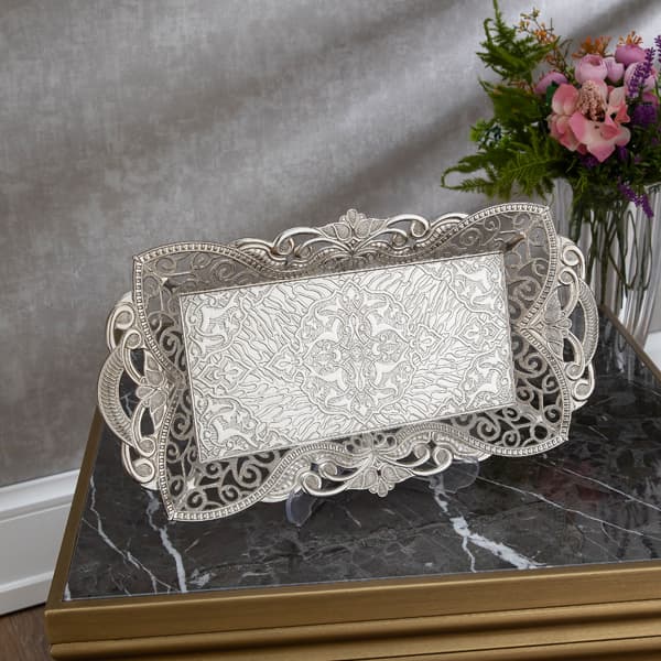 ARYA RECTANGULAR TRAY FOR 2 SILVER 346-2-11