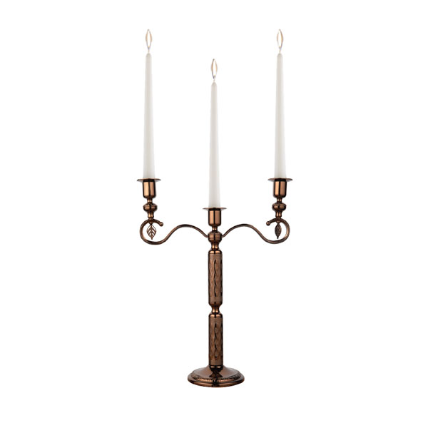 Osena Burma Pewter Metal 3 Arm Candlestick Candle Holder Turkey Made - 348-K-3-21