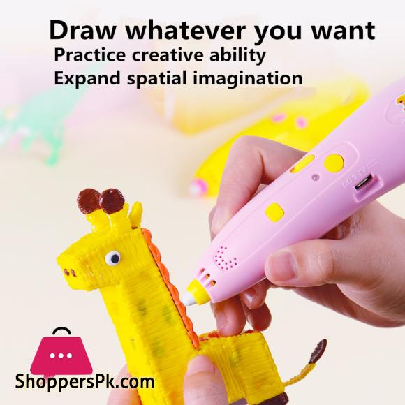 3D Pen Printer Drawing DIY Creative Printing Best for Kids Low Temperature Charging Wireless