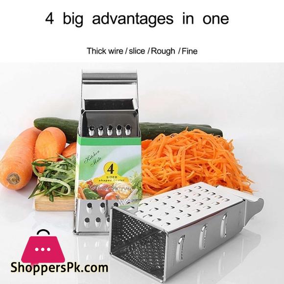 4 Sided Stainless Steel Box Cheese Carrot Food Grater Shredder Slicer