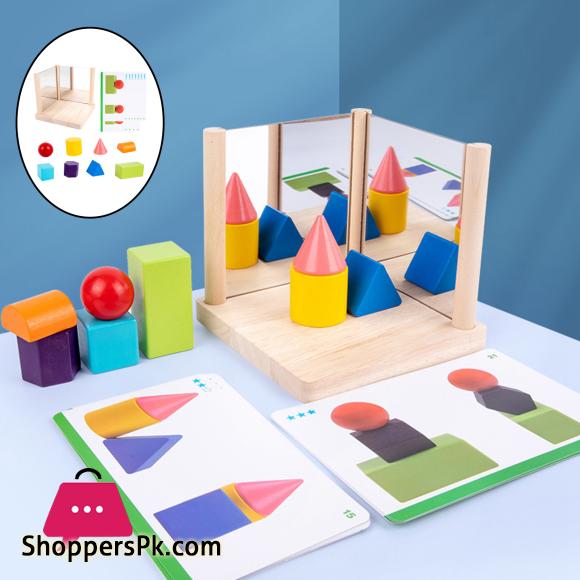 8x Mirror Blocks Mirror Frame Puzzle Preschool Early Educational Learning Development Sorter Interactive Motor Skill Toys|Wooden Blocks