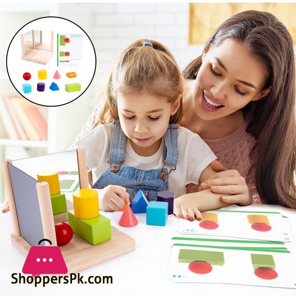 8x Mirror Blocks Mirror Frame Puzzle Preschool Early Educational Learning Development Sorter Interactive Motor Skill Toys|Wooden Blocks