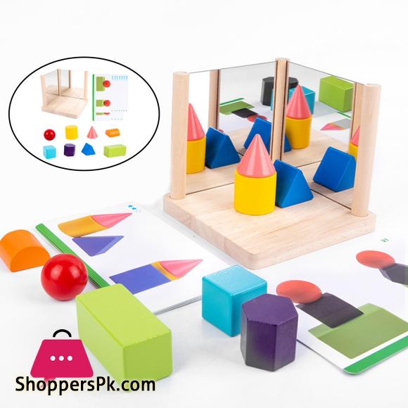 8x Mirror Blocks Mirror Frame Puzzle Preschool Early Educational Learning Development Sorter Interactive Motor Skill Toys|Wooden Blocks