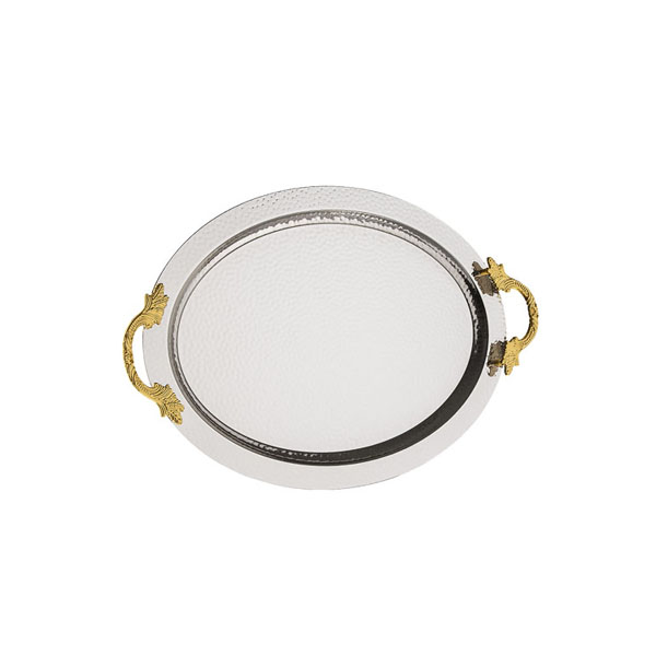 Osena Damla Pewter Metal Oval Silver Tray Turkey Made 43x28CM - 95-324-K-4-11