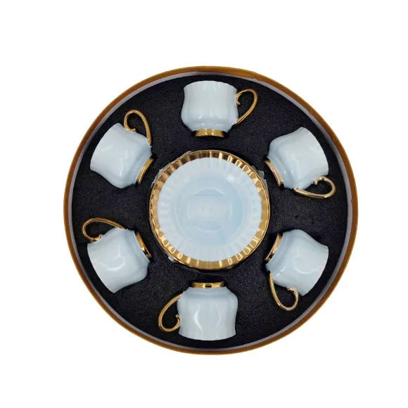 ANGELA Greeno Ceramic Tea Cup and Saucer Set of 6 - MG209