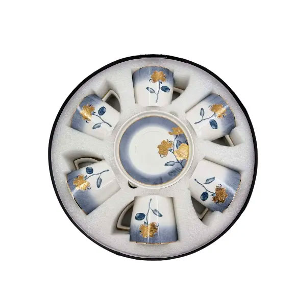 ANGELA Turkish Flower Ceramic Tea Cup and Saucer Set of 6 - MK110