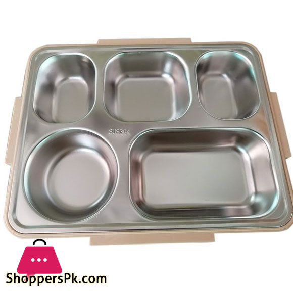 Tandomei Lunch Box Leak-proof Stainless Steel Lunch Containers with 5 Compartments Chopsticks Spoon for School Work