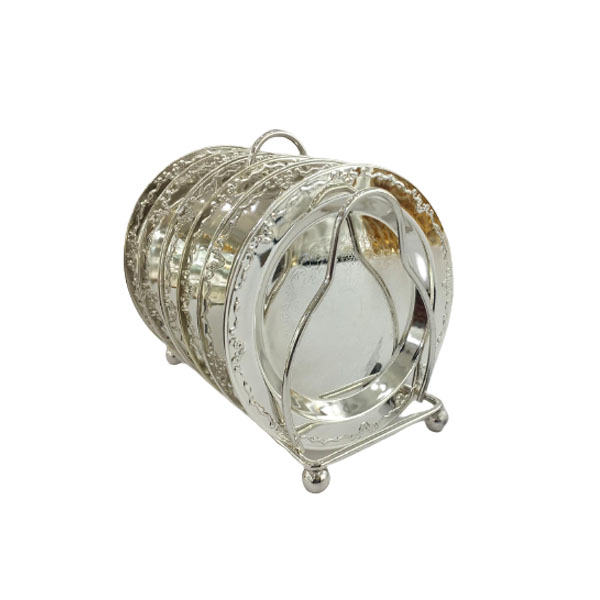 Orchid Silver Plated Tea Coaster Silver 6 Pcs - CD5441