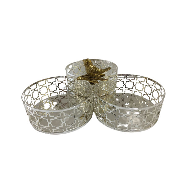 Orchid Silver Plated 3 in 1 Condiment Serving Bowl - CD5722