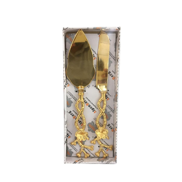 Orchid Gold Plated 2 - Pcs Cake Knife + Cake Lifter Set - CD5984