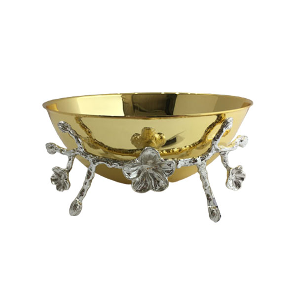 Orchid Golden Center Bowl with Silver Flower - CD6102