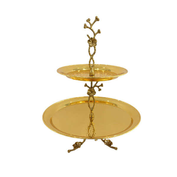 Orchid Gold Plated 2 Tier Cake Stand - CD6107
