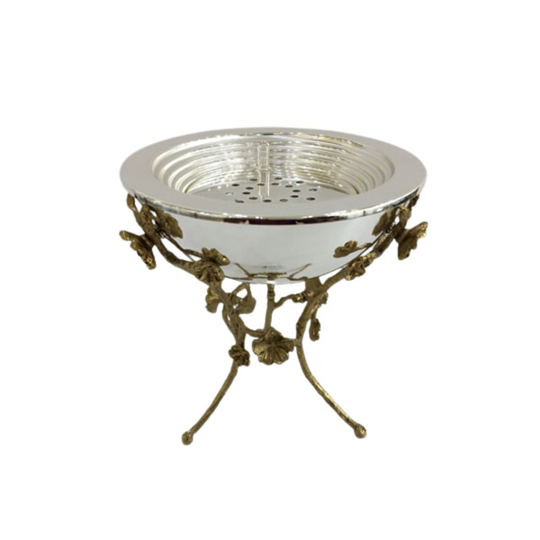 Orchid Silver Plated Oud Burner Bakhoor Daan Incense Burner Charcoal Incense Burner for Office and Home (Silver) - CD6231