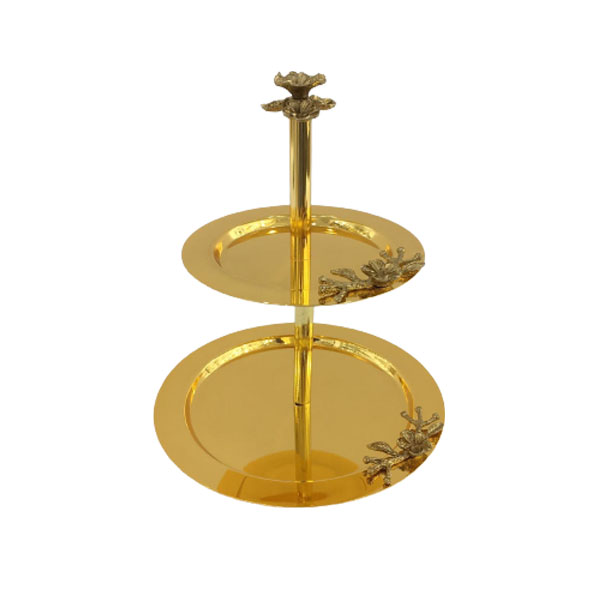 Orchid Gold Plated 2 Tier Cake Stand - CD6250