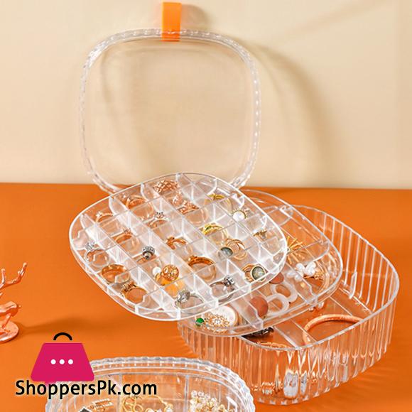 Clear Acrylic Jewelry Organizer Clear Earing Organizer With Lid 2 Layer Lattices Be Of Different Sizes Perfect For Rings Ear