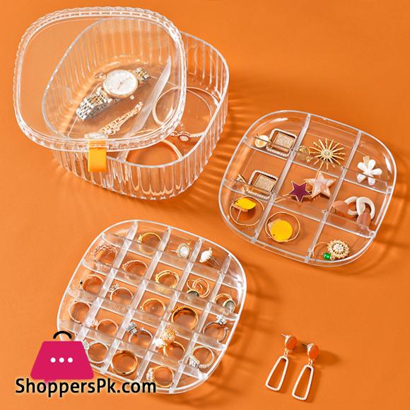 Clear Acrylic Jewelry Organizer Clear Earing Organizer With Lid 2 Layer Lattices Be Of Different Sizes Perfect For Rings Ear