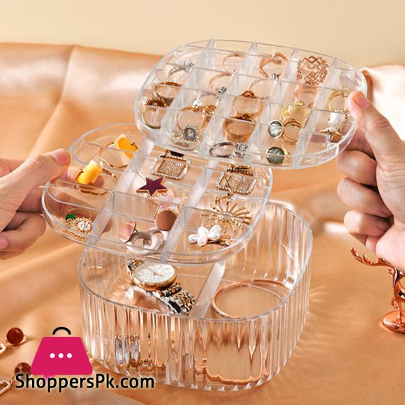 Clear Acrylic Jewelry Organizer Clear Earing Organizer With Lid 2 Layer Lattices Be Of Different Sizes Perfect For Rings Ear