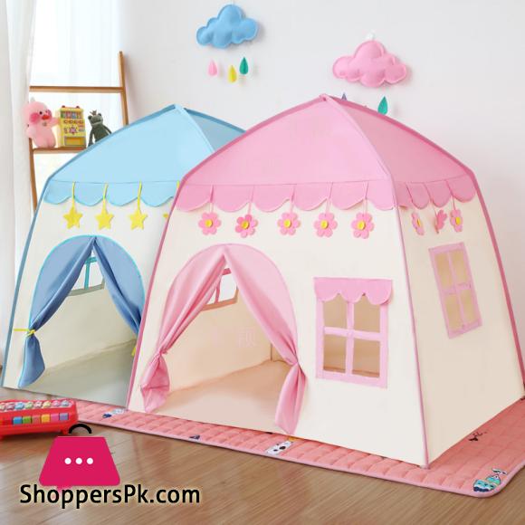 Folding Kids Tent Baby Play House Large Room Flowers Blossoming Tipi Indoor Outdoor Tent Best Birthday Gift Pink Big Teepee