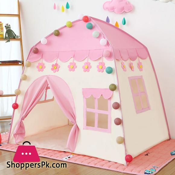 Folding Kids Tent Baby Play House Large Room Flowers Blossoming Tipi Indoor Outdoor Tent Best Birthday Gift Pink Big Teepee