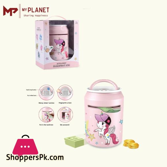 Intelligent Fingerprint ATM Unlock Bank Cartoon Password Coin Saving Smart Portable Music Automatic Roll Money Box