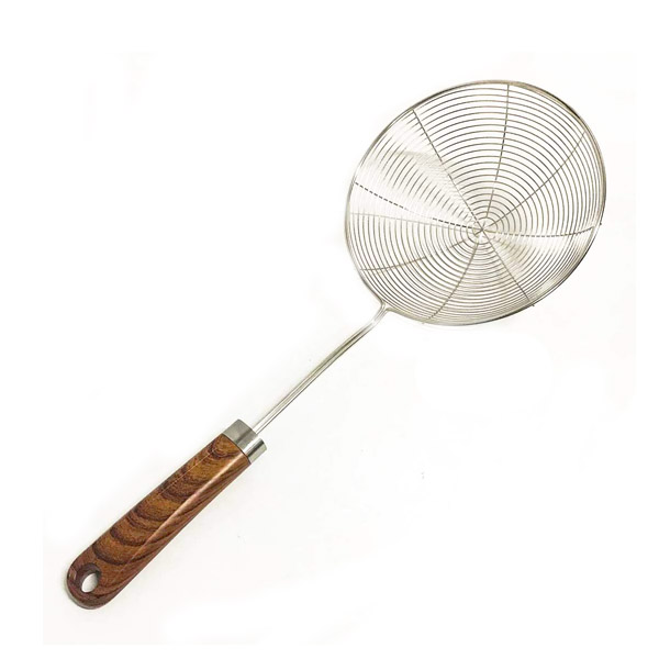 Shenya top Fry JHARA Puri MESH Frying Strainer Wood Handle - K1045A