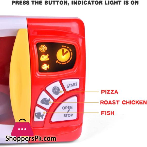 Kids Kitchen Play Set, Pretend Play Set with Toy Microwave for Kids, Play Food Dishes and Accessories
