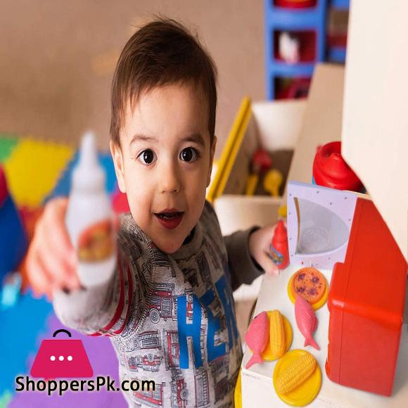 Kids Kitchen Play Set, Pretend Play Set with Toy Microwave for Kids, Play Food Dishes and Accessories