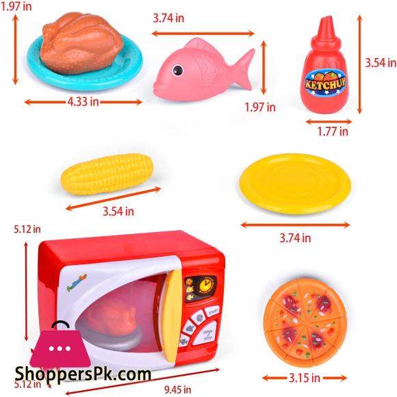 Kids Kitchen Play Set, Pretend Play Set with Toy Microwave for Kids, Play Food Dishes and Accessories