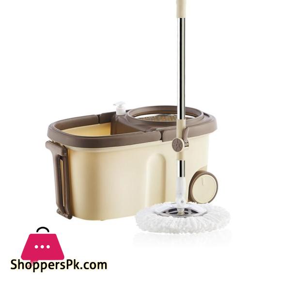 Microfiber Big Spin Mop With Stainless Steel Basket & Wheels+ Mop Heads Sports Car Mop