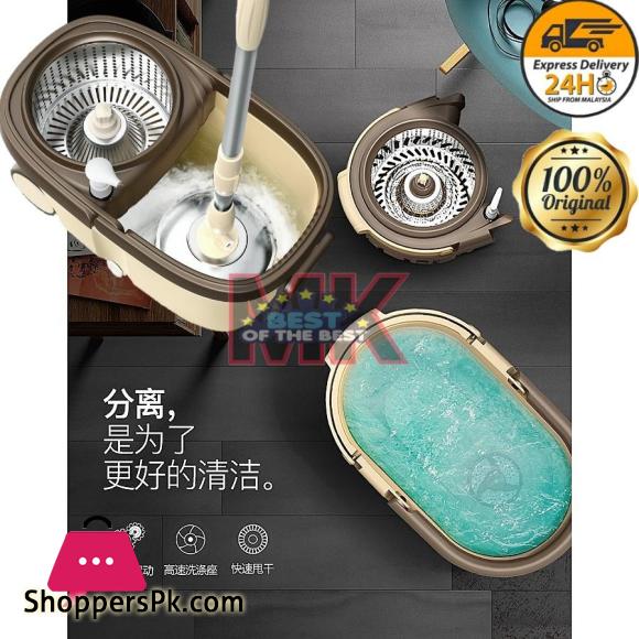 Microfiber Big Spin Mop With Stainless Steel Basket & Wheels+ Mop Heads Sports Car Mop