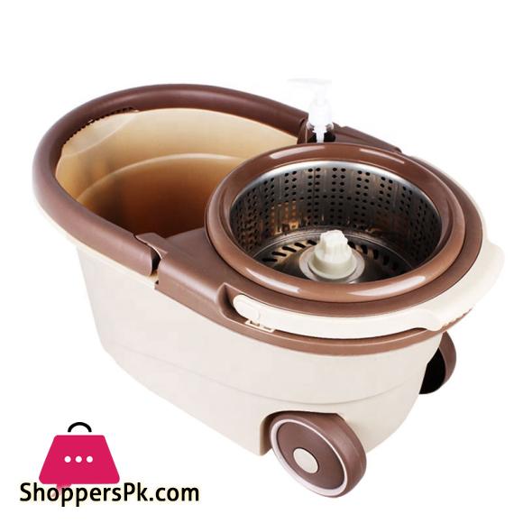 Microfiber Big Spin Mop With Stainless Steel Basket & Wheels+ Mop Heads Sports Car Mop