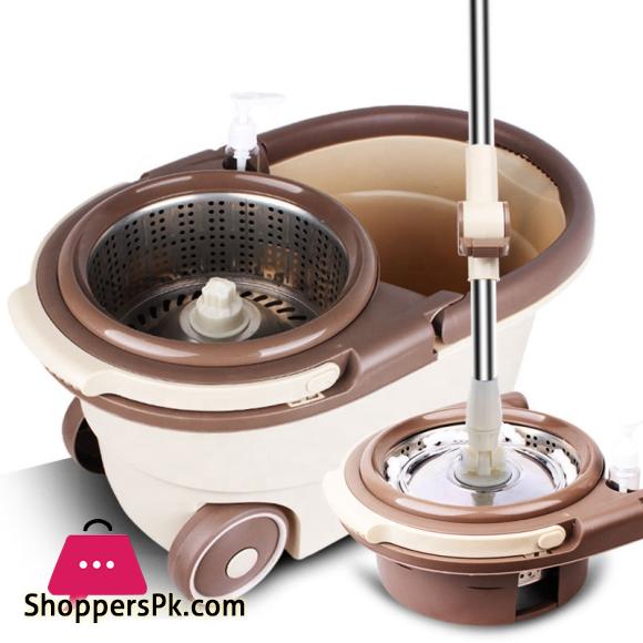 Microfiber Big Spin Mop With Stainless Steel Basket & Wheels+ Mop Heads Sports Car Mop