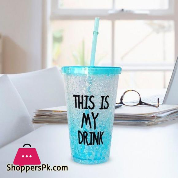 New Ice Cup Acrylic Frosty Mason Jar Freezing Gel Ice Cup with Straw and Lid for Juice, Soft Drinks, Water, 450 ml Best GIFT