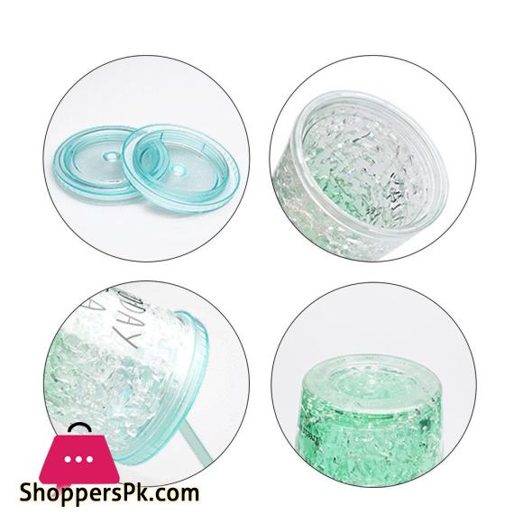 New Ice Cup Acrylic Frosty Mason Jar Freezing Gel Ice Cup with Straw and Lid for Juice, Soft Drinks, Water, 450 ml Best GIFT
